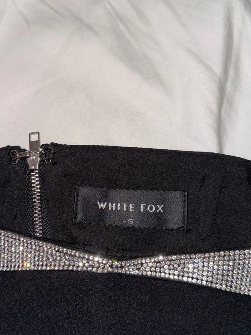 White Fox Two-Piece Black Strapless Set with Silver Rhinestone Trim_5